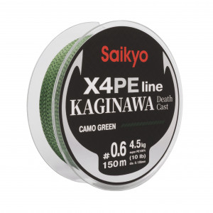 Шнур Saikyo KAGINAWA X4PE 150m, зеленый camo #0,6 (0,128mm), 4,5kg