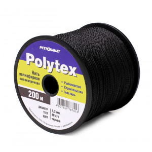 Нитки полиэфирные Polytex, катушка с фланцами, чёр..