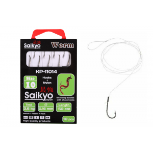 Крючки Saikyo KP-11014 Worm BN  №10 (10шт)c повод.